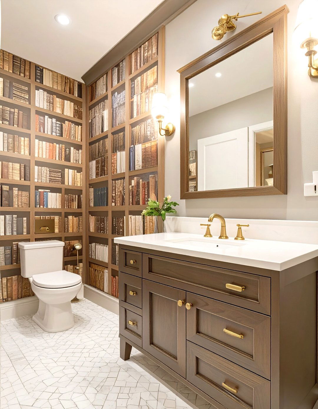 Library Themed Half Bathroom - 30 half bathroom decor ideas