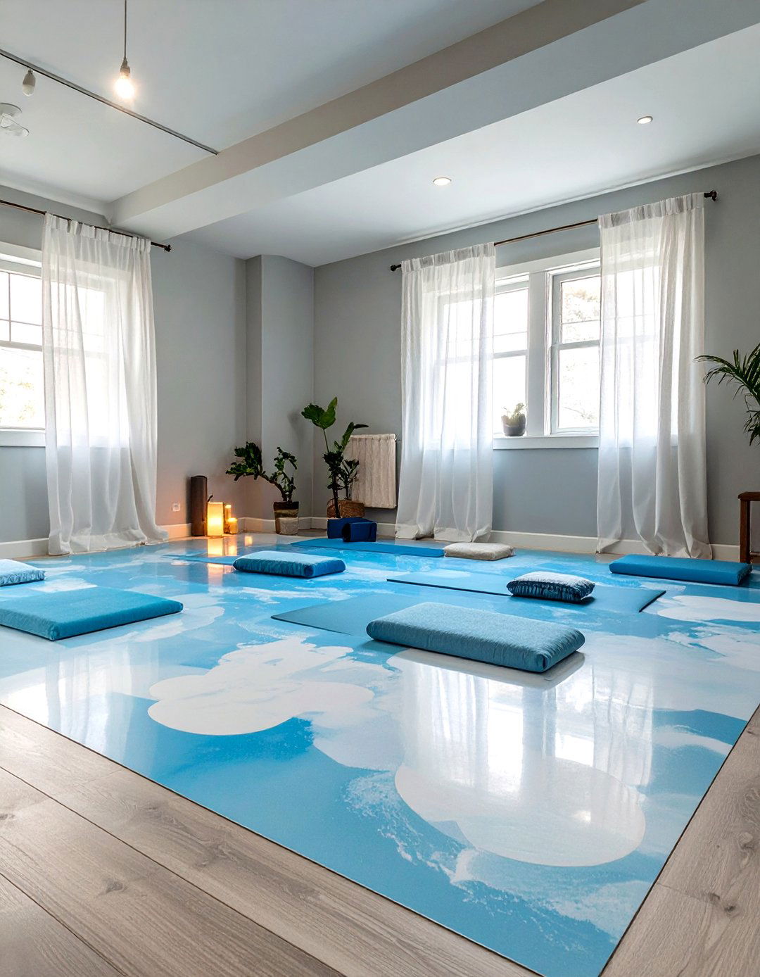 Light Blue Cloud Epoxy Basement Floor - 30 epoxy basement floor ideas