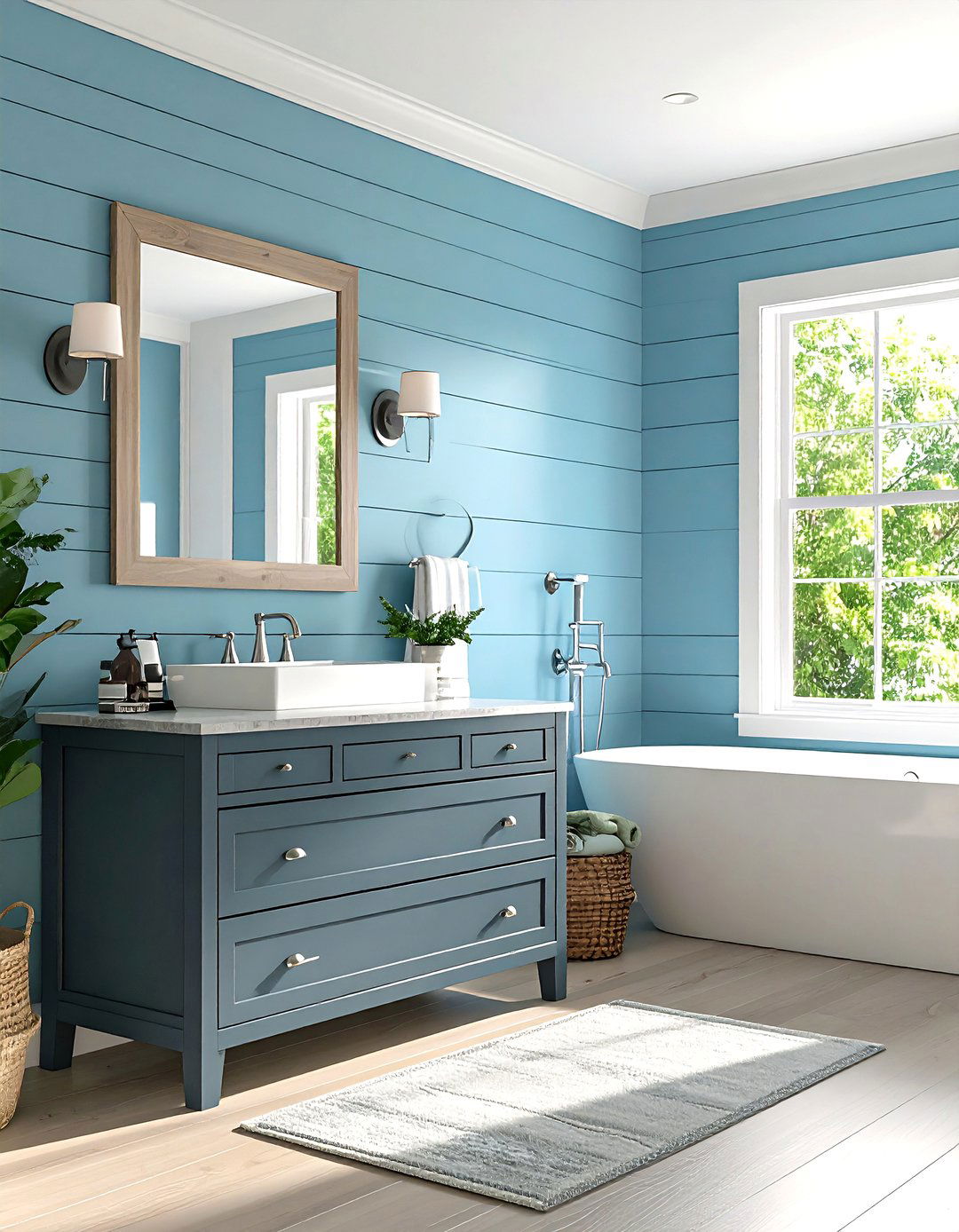Light Blue Shiplap Wall Bathroom - 30 light blue bathroom ideas