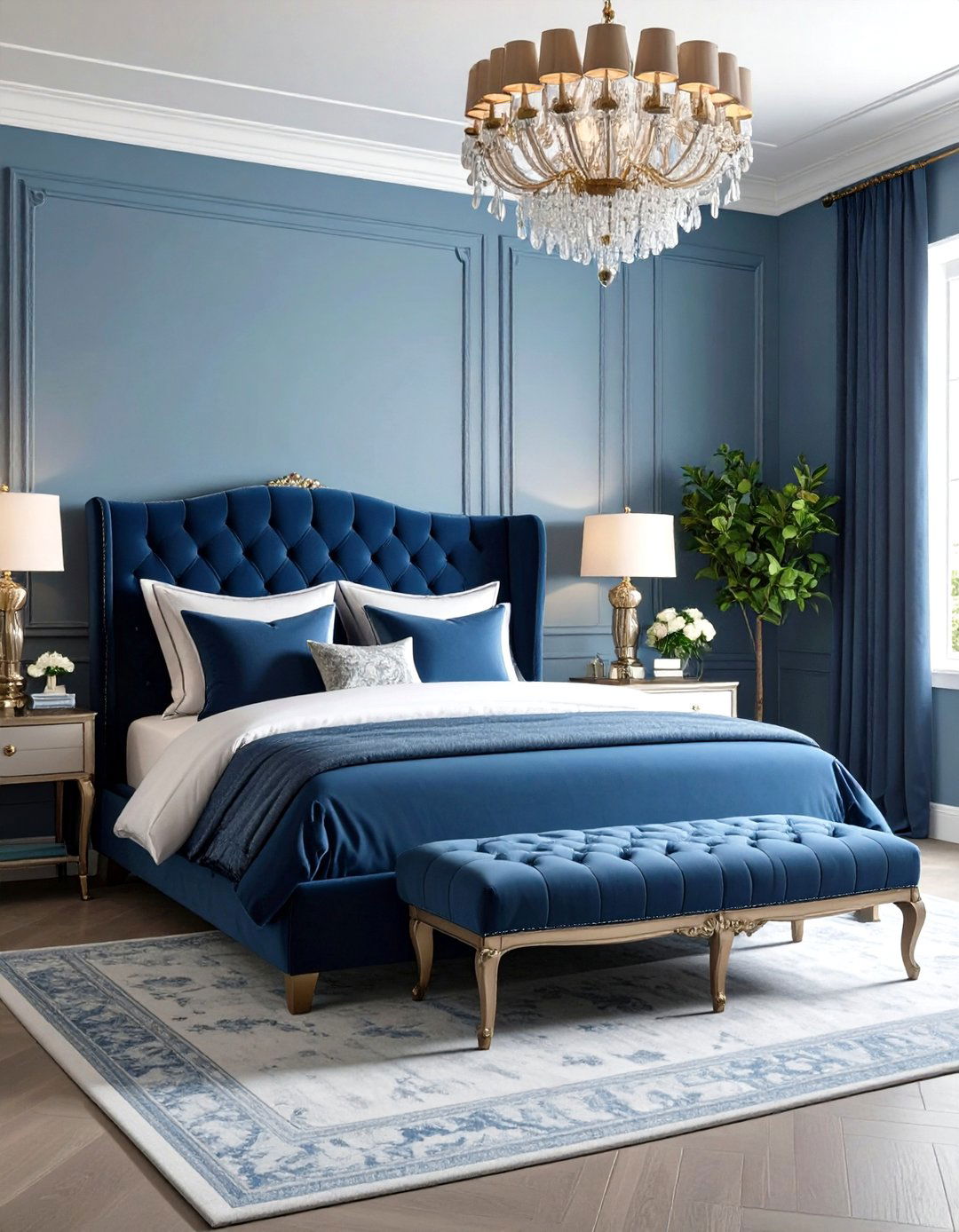 Light Blue and Navy Bedroom - 30 light blue bedroom ideas