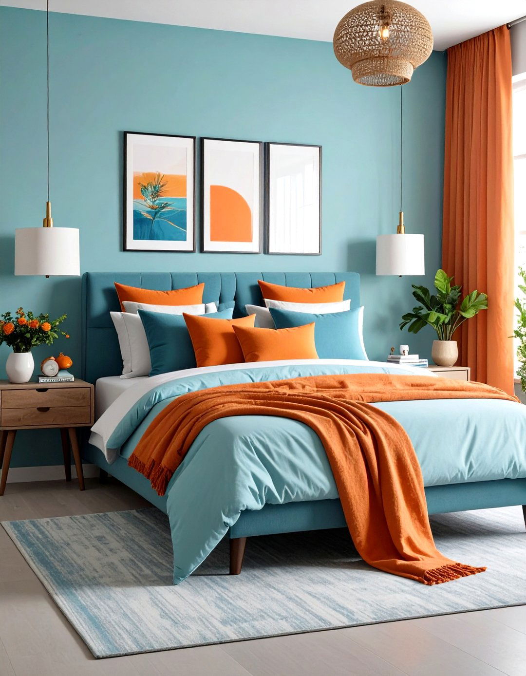 Light Blue and Orange Bedroom - 30 light blue bedroom ideas