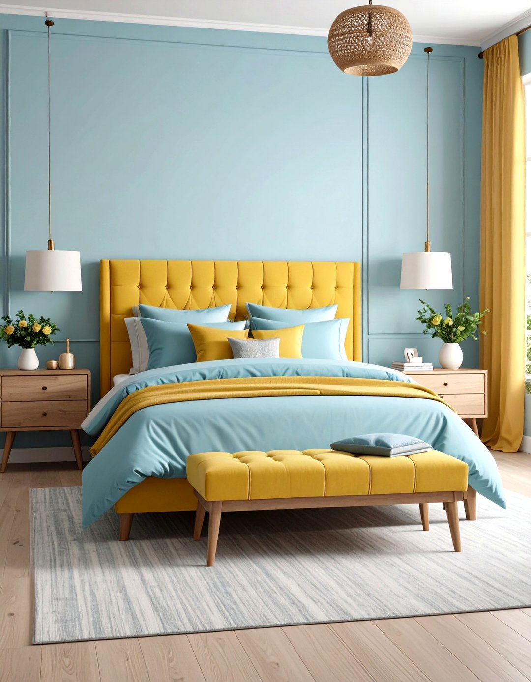 Light Blue and Yellow Bedroom - 30 light blue bedroom ideas
