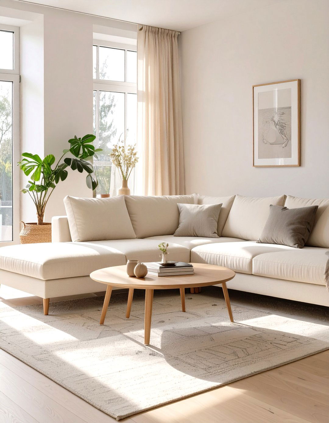 Light Colored Sectional in a Small Room - 30 sectional living room ideas