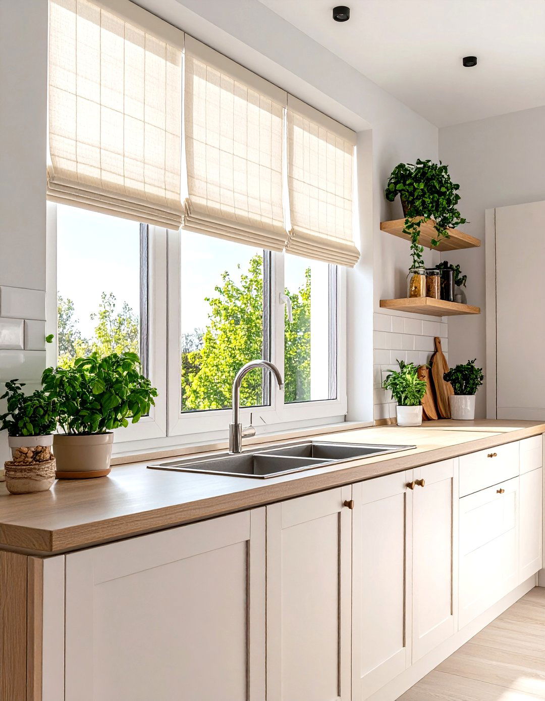 Light Filtering Cellular Shades for Energy Efficiency - 30 kitchen curtain ideas above sink