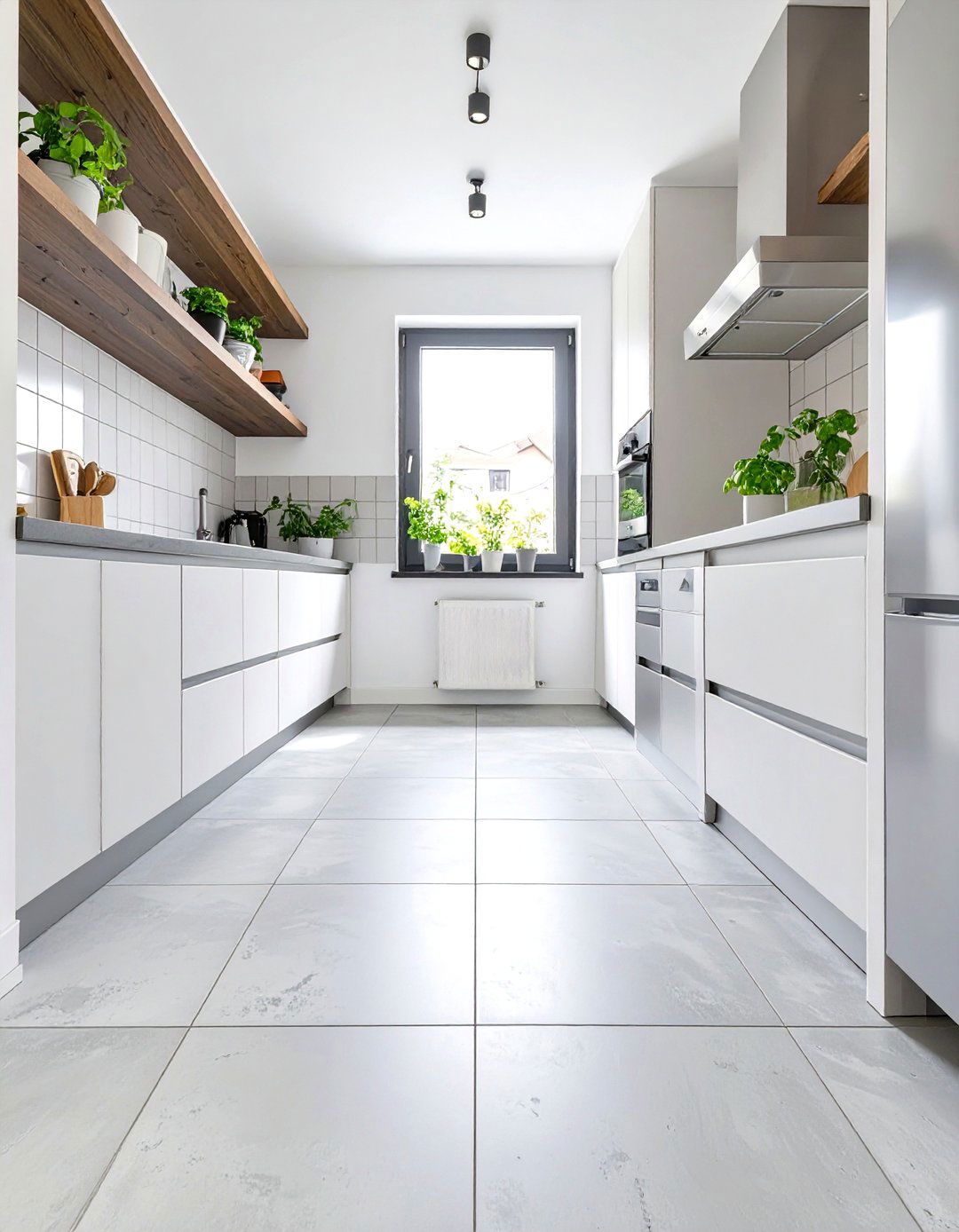 Light Gray Concrete Look Kitchen Floor Tile - 30 small kitchen floor tile ideas