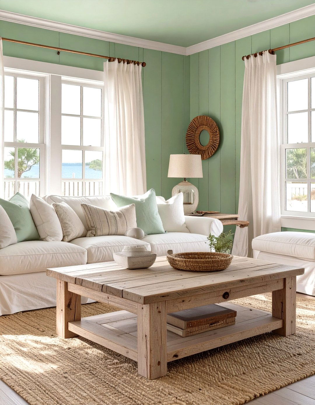 Light Green Coastal Living Room - 30 green living room ideas