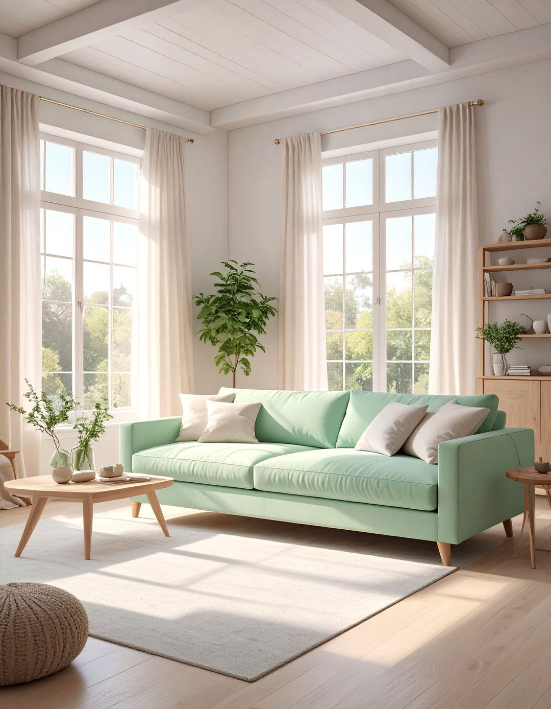 Light Green Couch And Natural Light - 30 green couch living room ideas