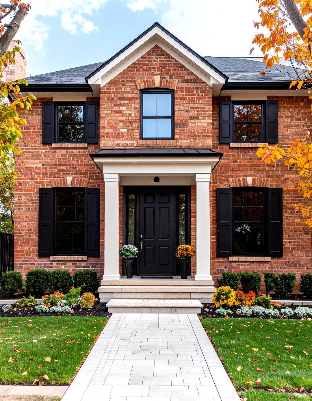 Light Greige with Black Accents - 30 exterior brick paint color ideas
