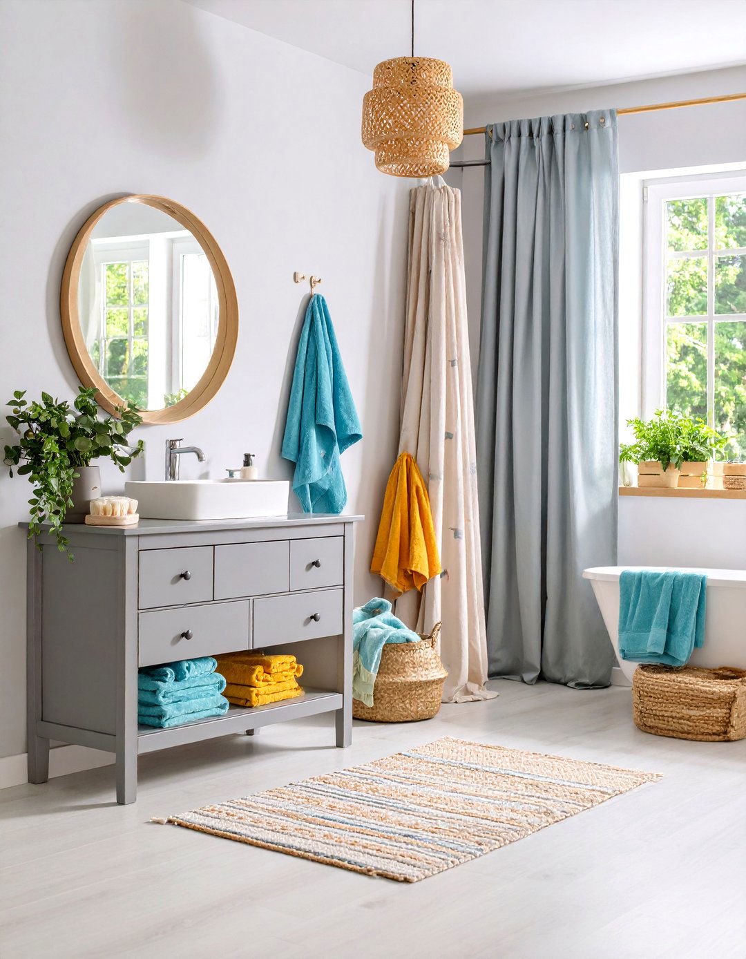 Light Grey Vanity in a Childrens Bathroom - 30 light grey vanity bathroom ideas