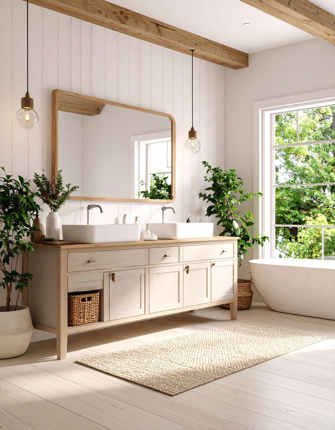 Light Grey Vanity with a Trough Sink - 30 light grey vanity bathroom ideas