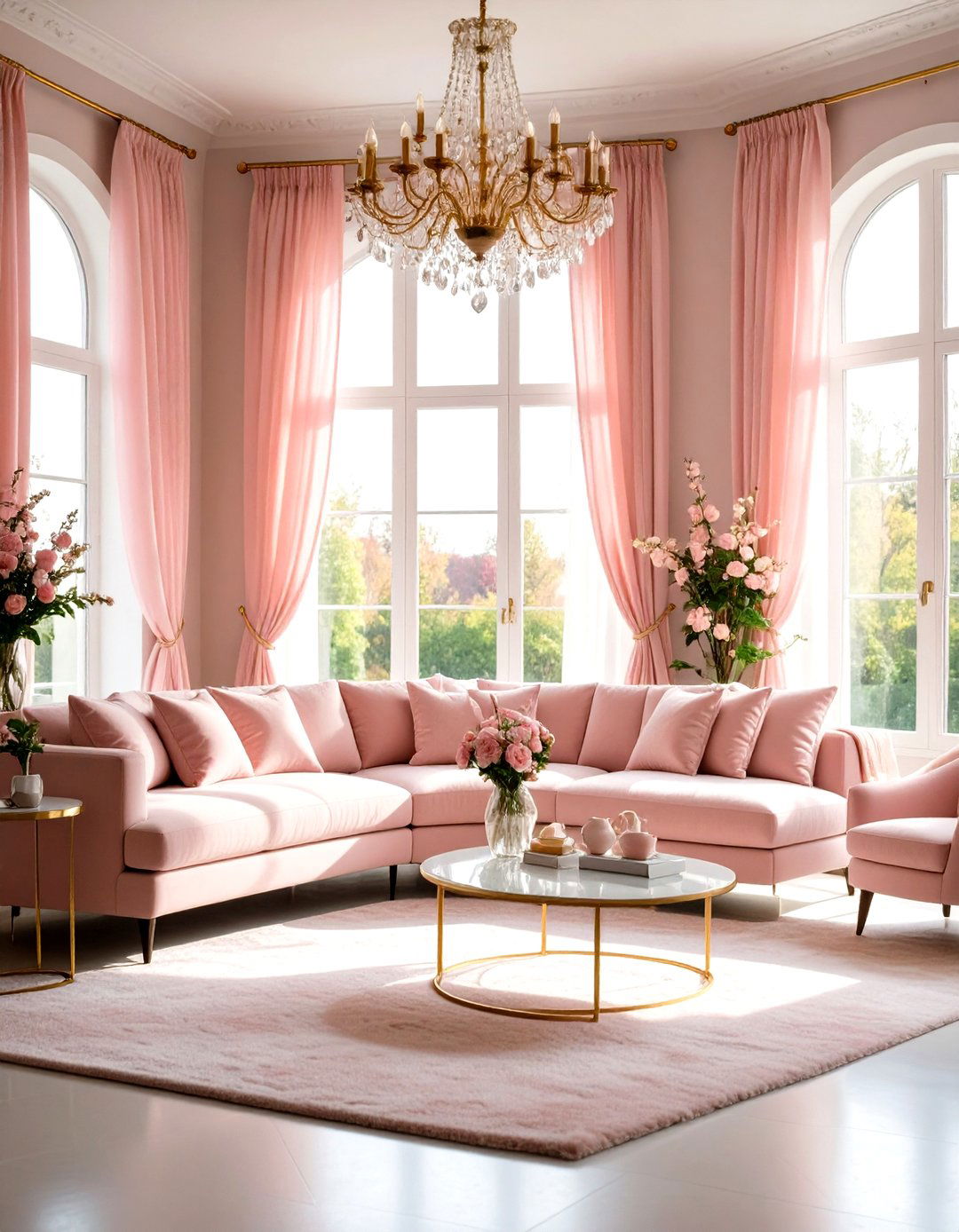 Light Pink Sheer Curtains - 30 pink living room ideas