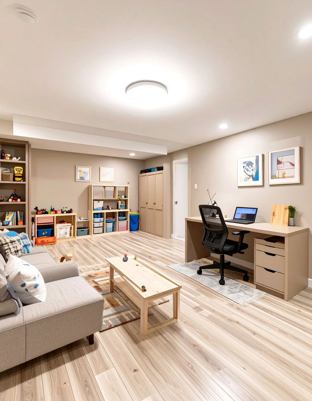 Light Taupe Multipurpose Room - 30 basement paint color ideas