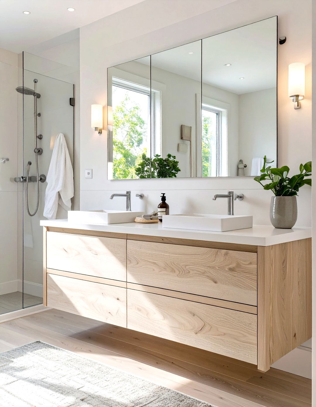 Light Wood Double Vanity - 30 master bathroom double sink vanity ideas