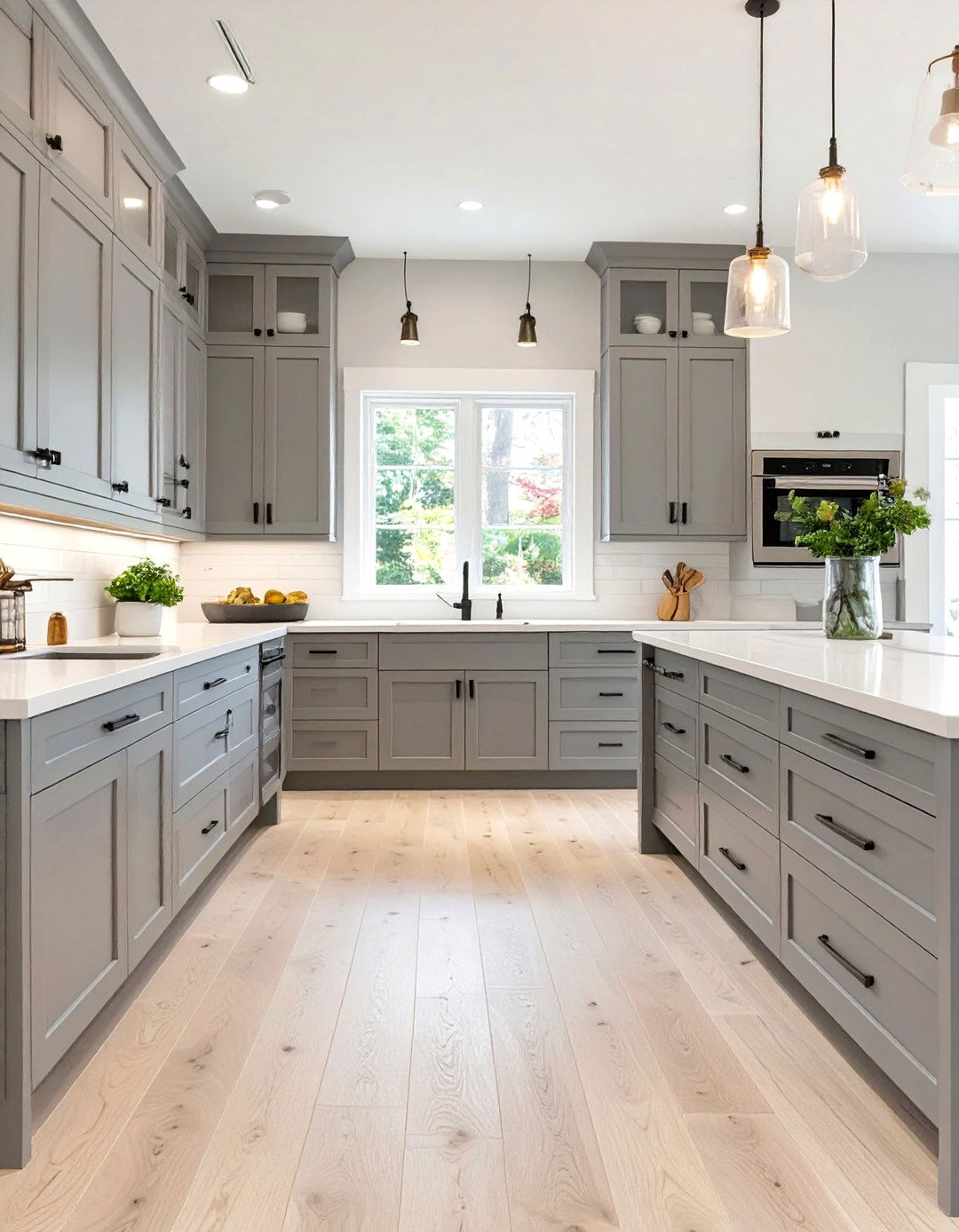 Light Wood Floors for Warmth and Contrast - 30 transitional kitchen design ideas