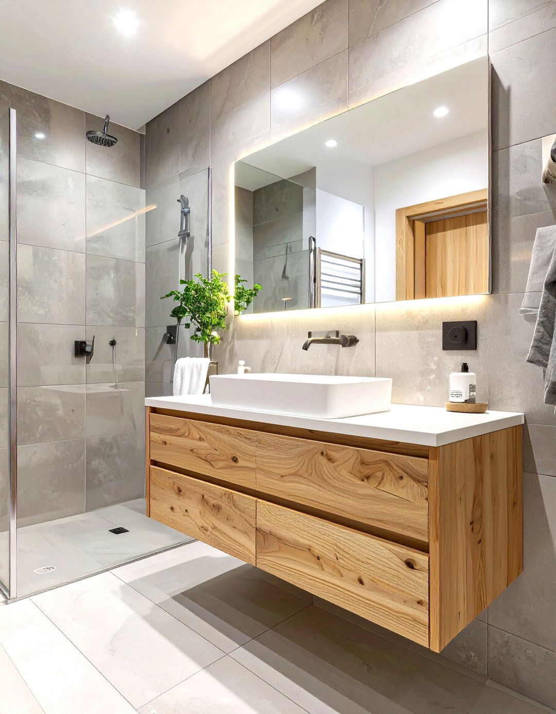 Light Wood Tones for Warmth - 30 small modern bathroom ideas
