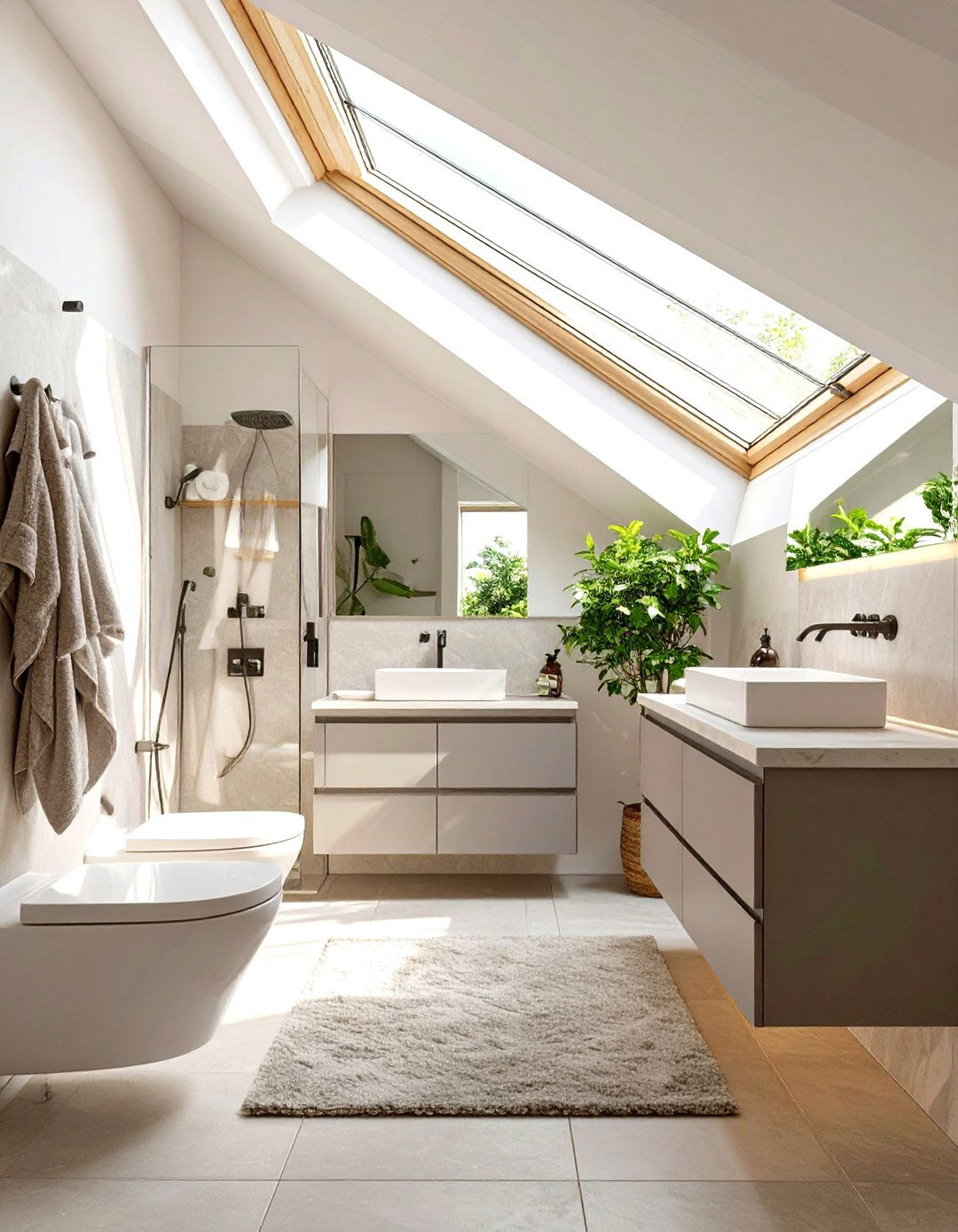 Light and Bright Attic Bathroom - 30 grey and white bathroom ideas
