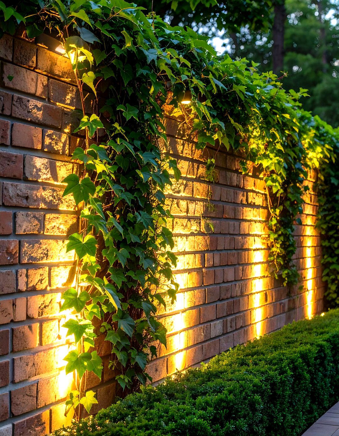 Lighting Behind Climbing Plants on a Fence - 30 outdoor fence lighting ideas