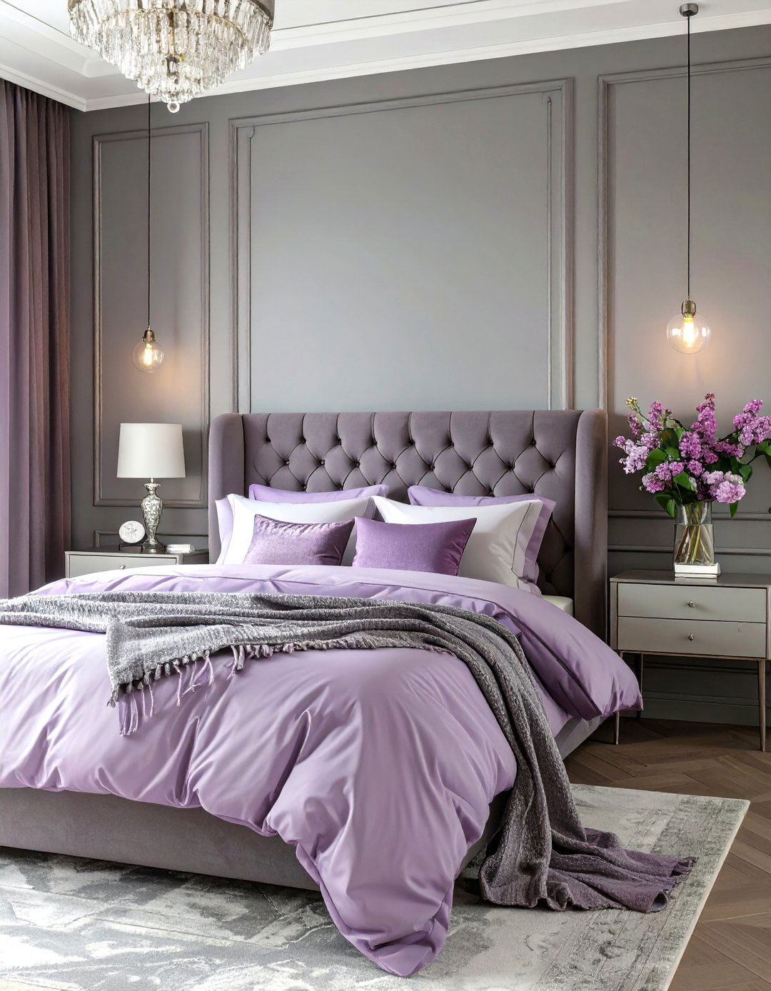 Lilac and Gray Bedroom - 30 color ideas for bedroom