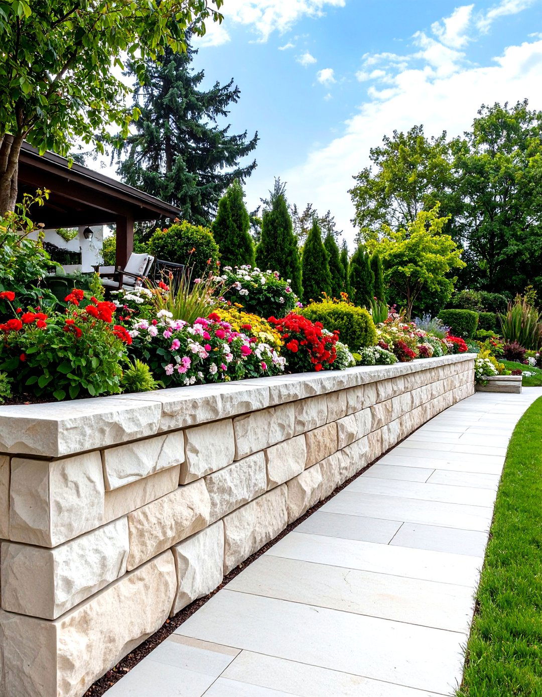 Limestone Block Retaining Wall - 30 retaining wall ideas for sloped backyard