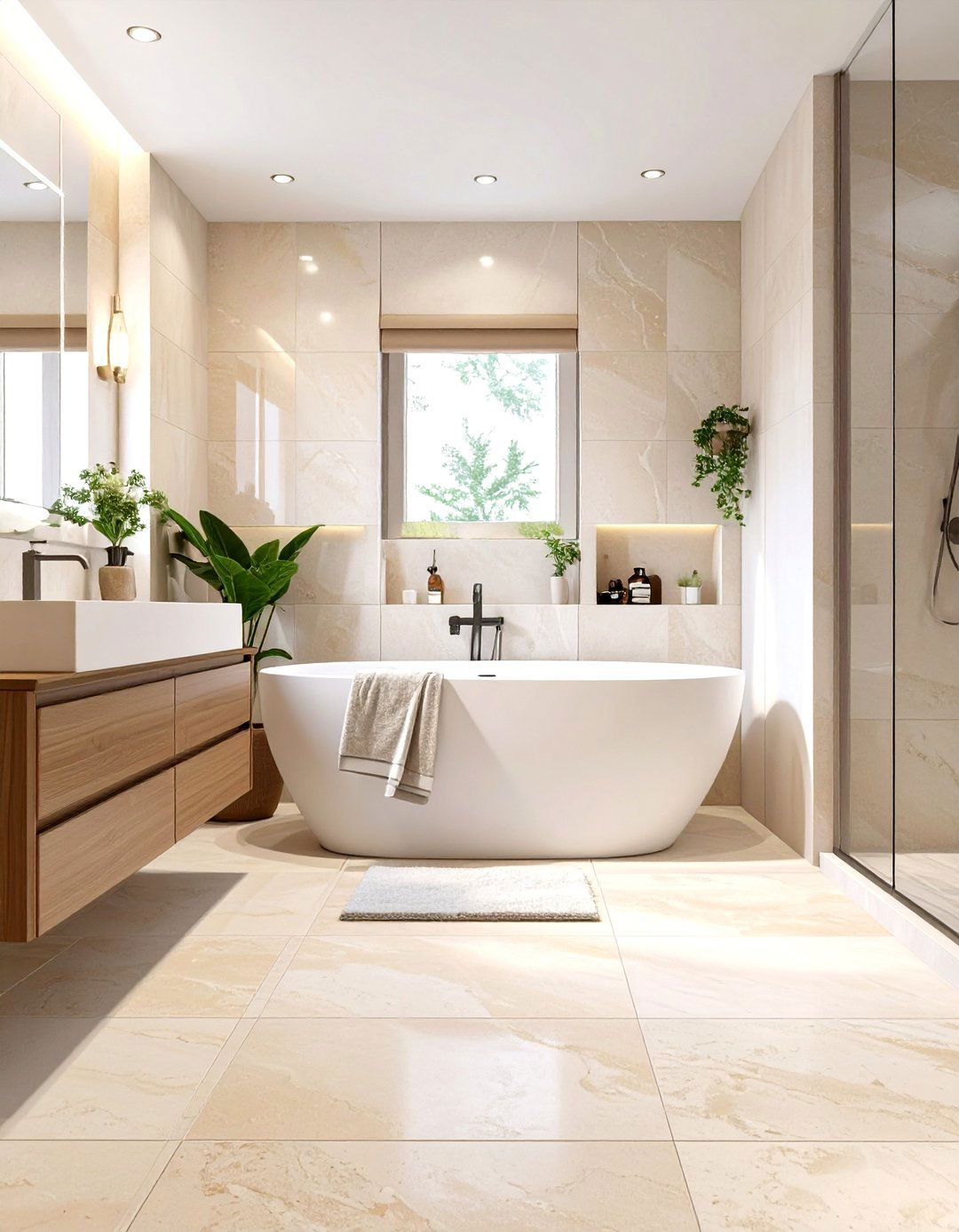 Limestone Floor Tiles - 30 washroom and bathroom tiles design ideas