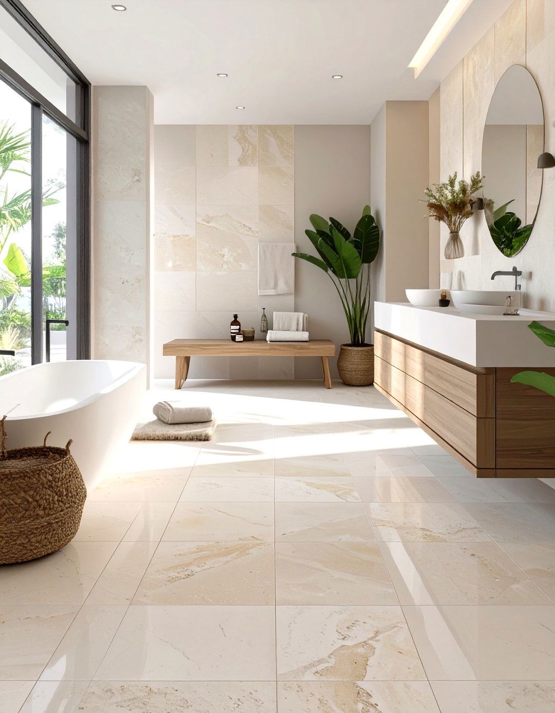 Limestone Floor Tiles - 30 tile ideas for bathroom