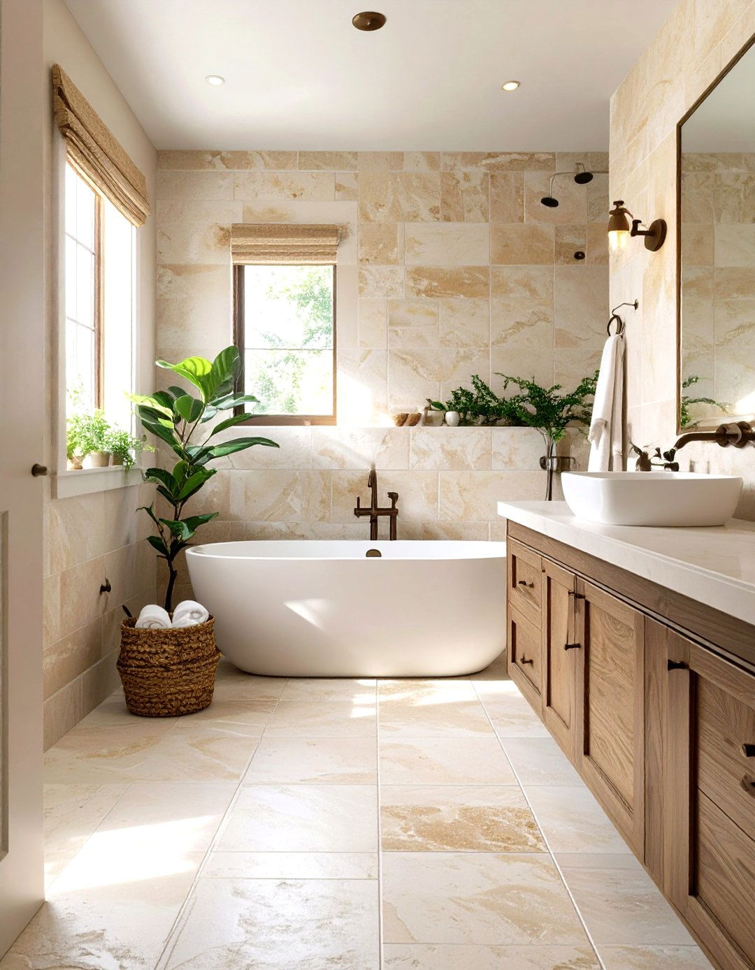 Limestone Tile Bathroom - 30 neutral bathroom ideas