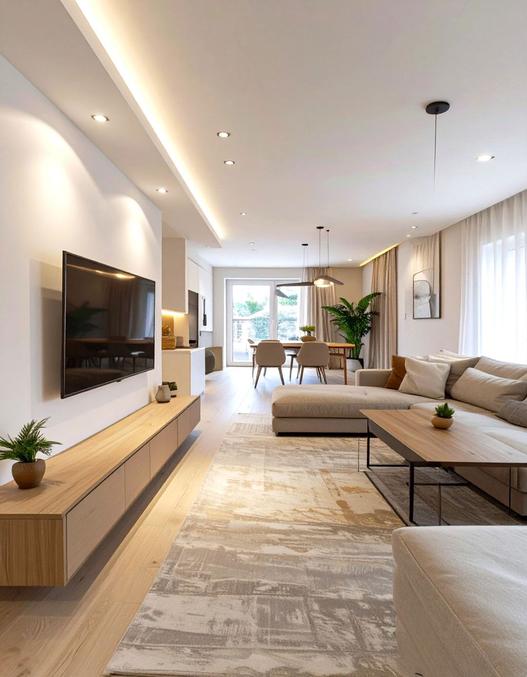 Linear Arrangement Along One Wall - 30 small living room ideas with tv and dining table