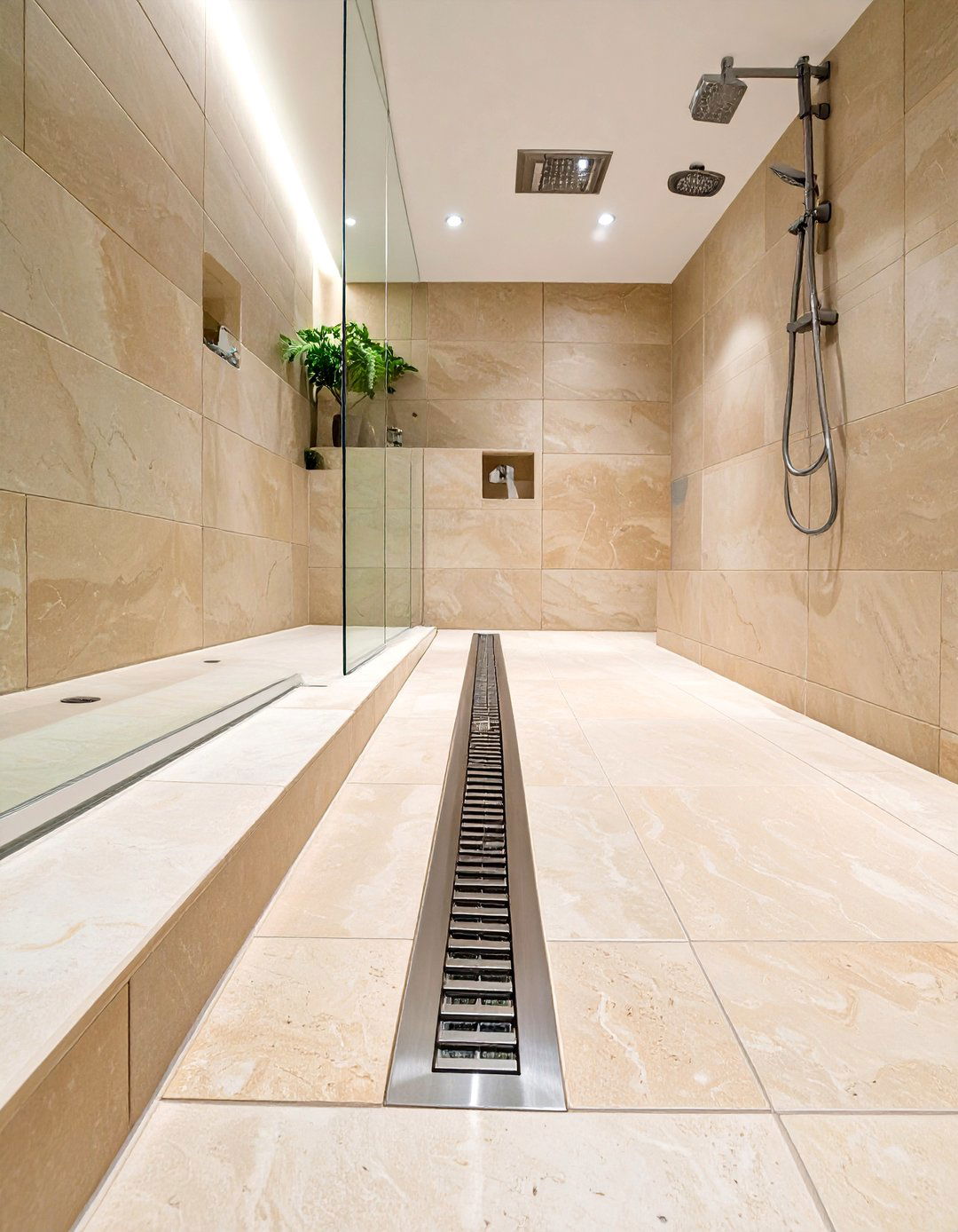 Linear Drain with Single Slope Shower Floor - 30 shower floor ideas