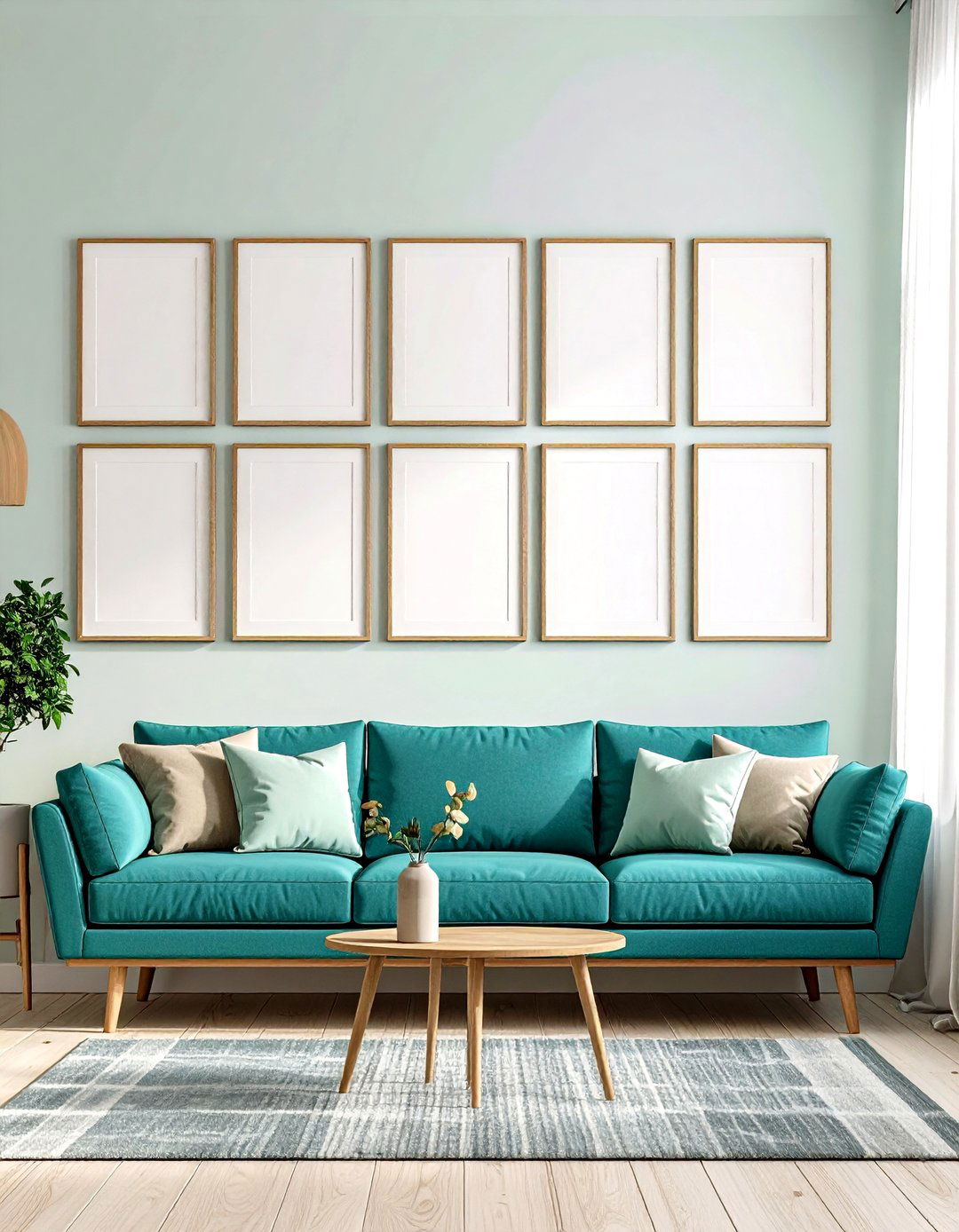 Linear Horizontal Picture Wall - 30 picture wall ideas for living room