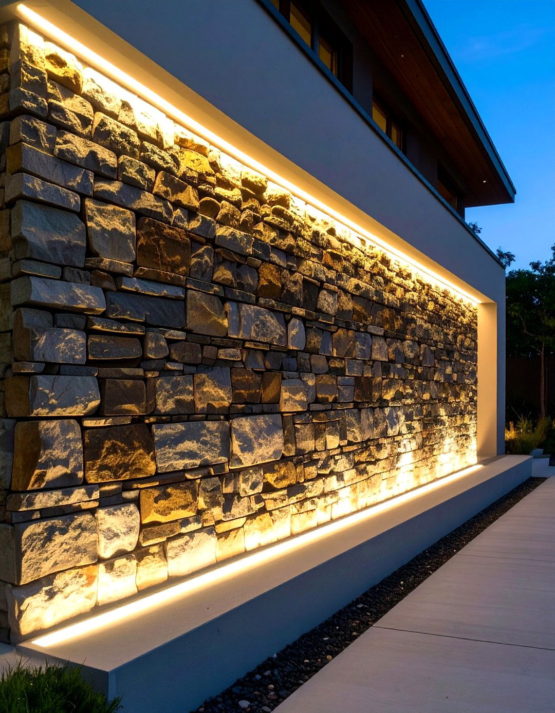 Linear Wall Grazing Lights - 30 modern outdoor lighting ideas for front of house