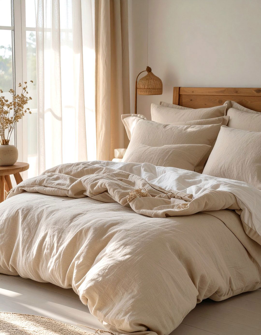 Linen Bedding and Drapery - 30 texture in interior design ideas