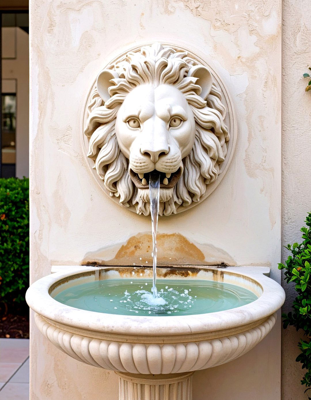 Lion Head Wall Front Yard Fountain - 30 small front yard fountain ideas