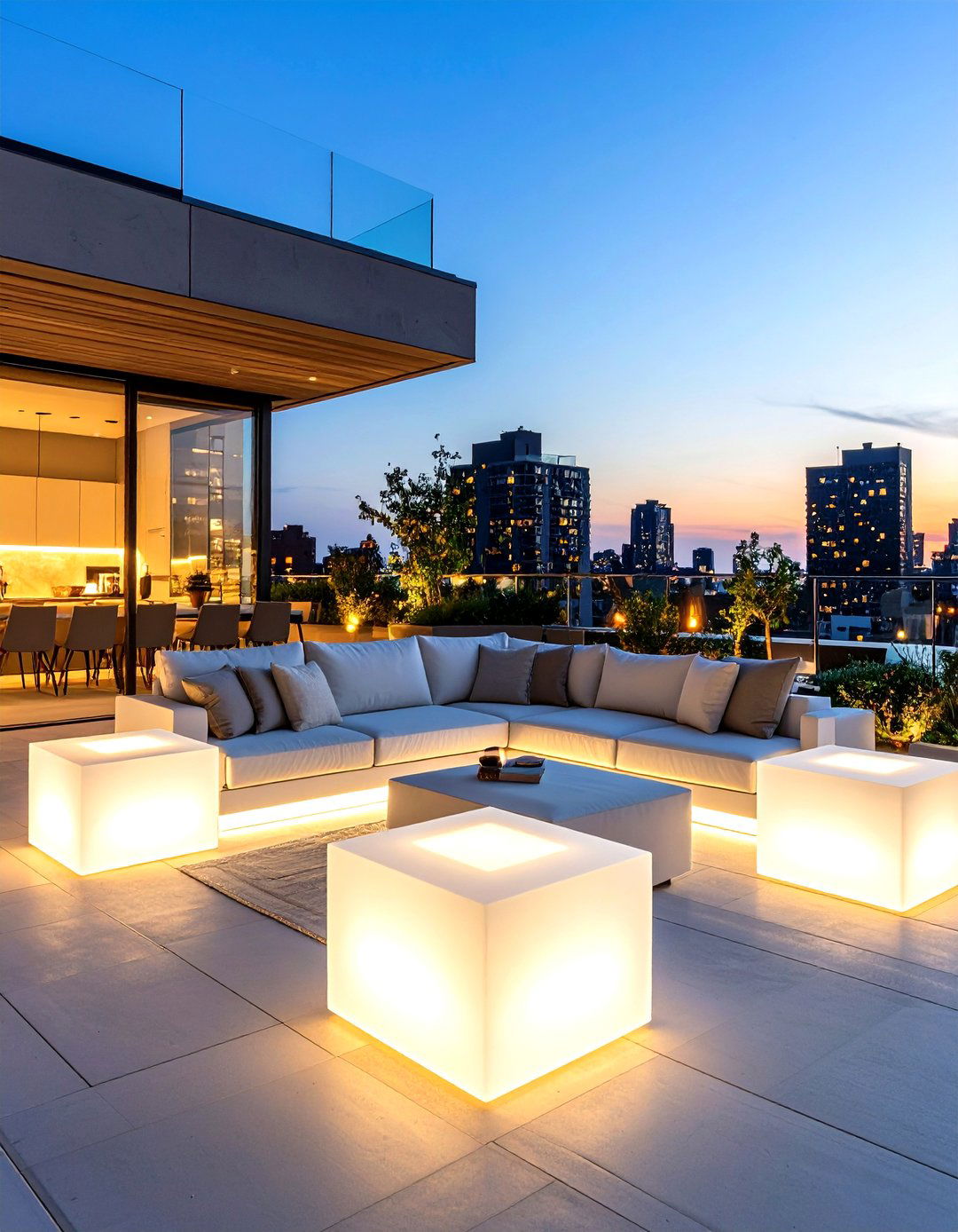 Lit Patio Furniture and Planters - 30 patio lighting ideas