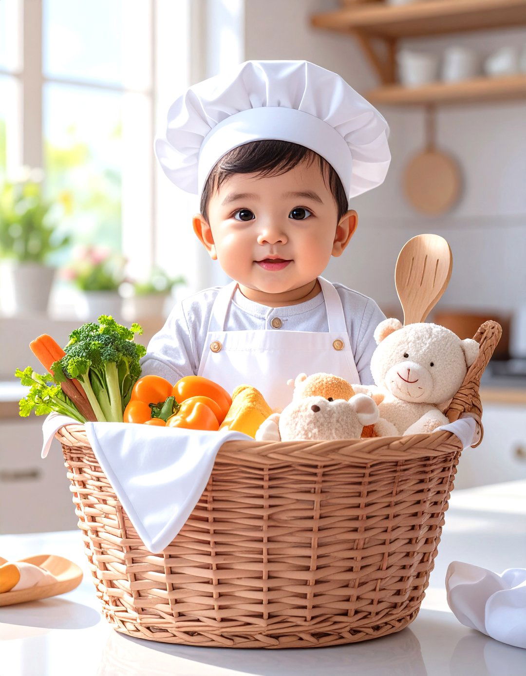 Little Chef Kitchen Helper Basket - 30 unique baby shower basket ideas