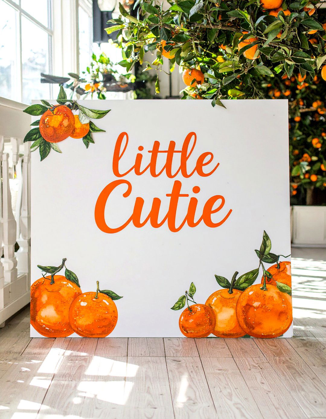 Little Cutie Orange Themed Sign - 30 baby shower sign ideas