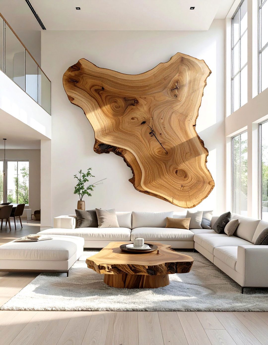 Live Edge Wood Slab Accent Wall - 30 wood accent wall ideas