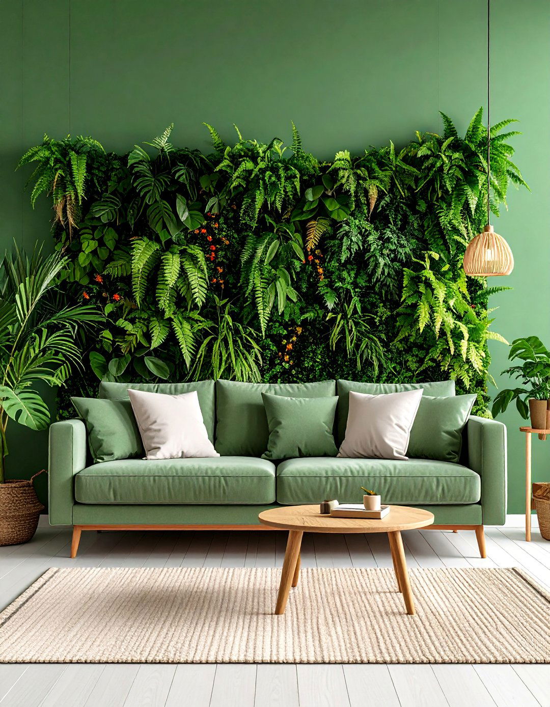 Living Greenery Wall - 30 accent wall ideas for living room
