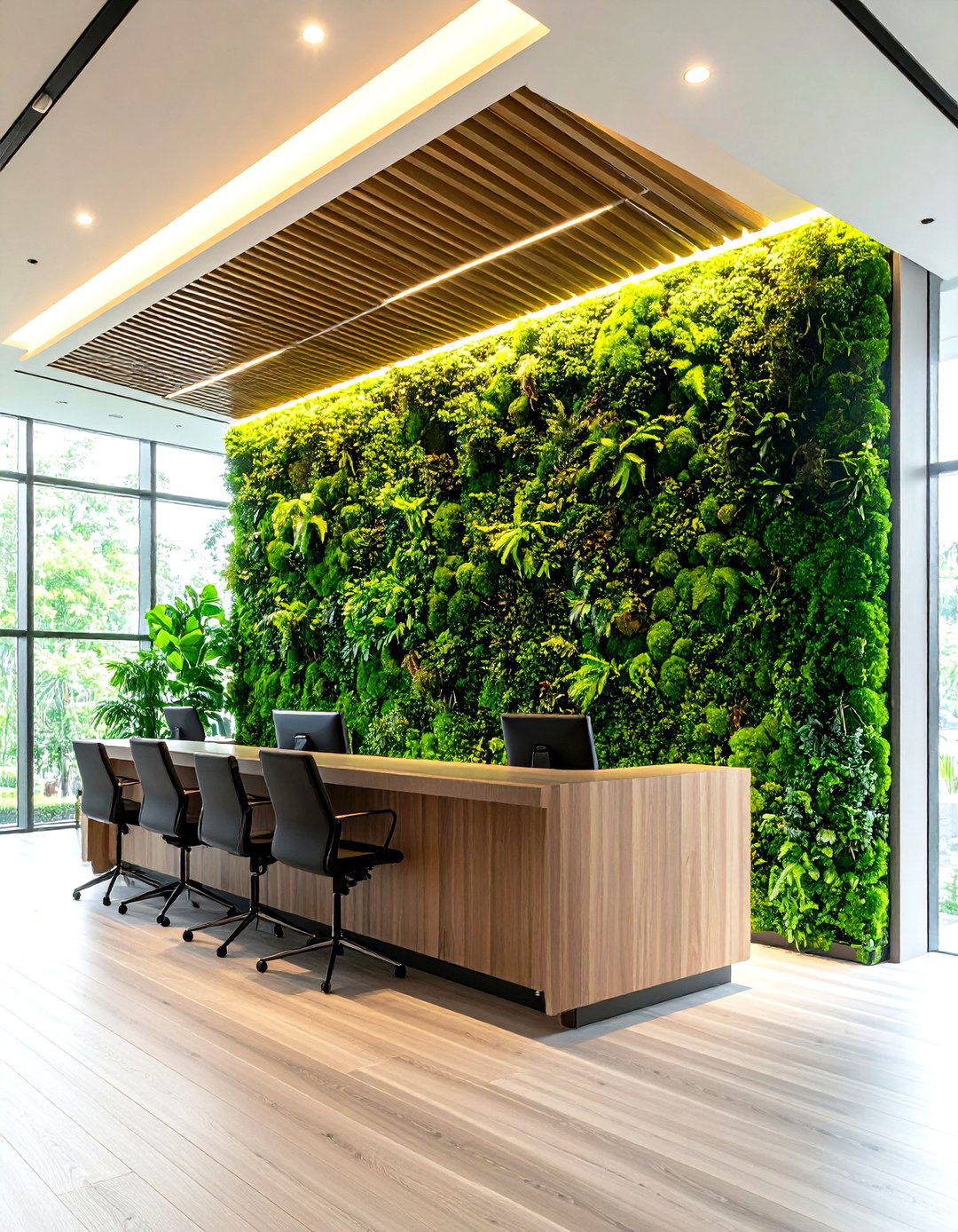 Living Moss Wall Installation - 30 professional office wall decor ideas