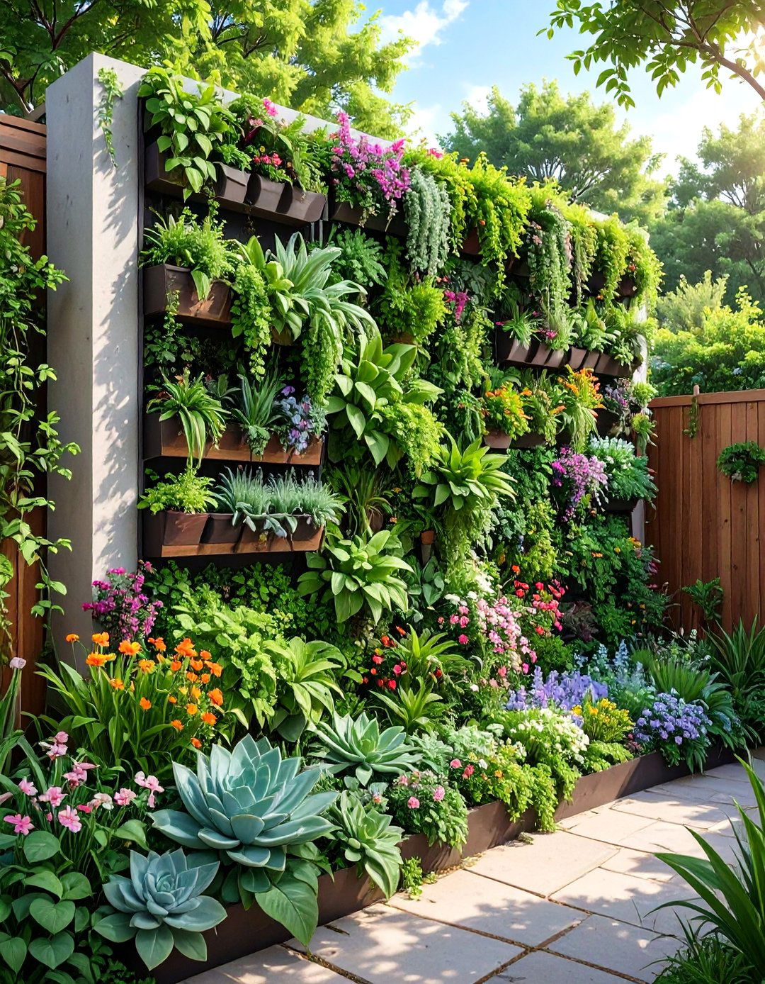 Living Retaining Wall with Planting Pockets - 30 backyard retaining wall ideas