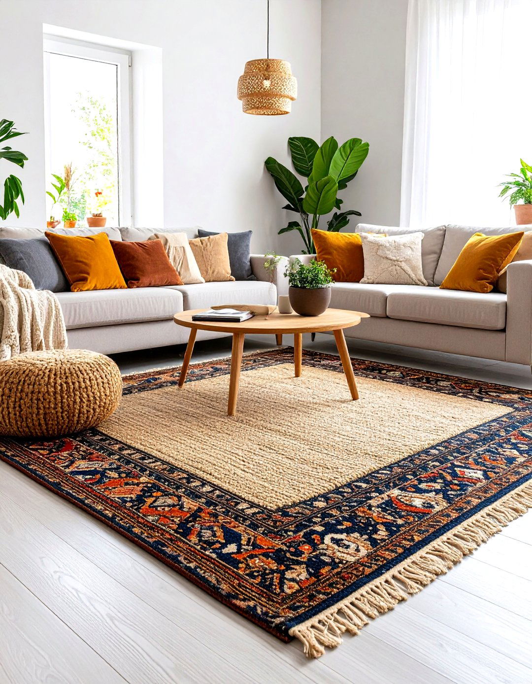 Living Room Carpet and Rug Layering - 30 interior design trends 2025 living room