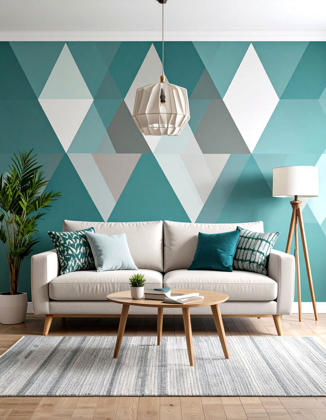 Living Room Geometric Wall Paint - 30 living room large wall decor ideas
