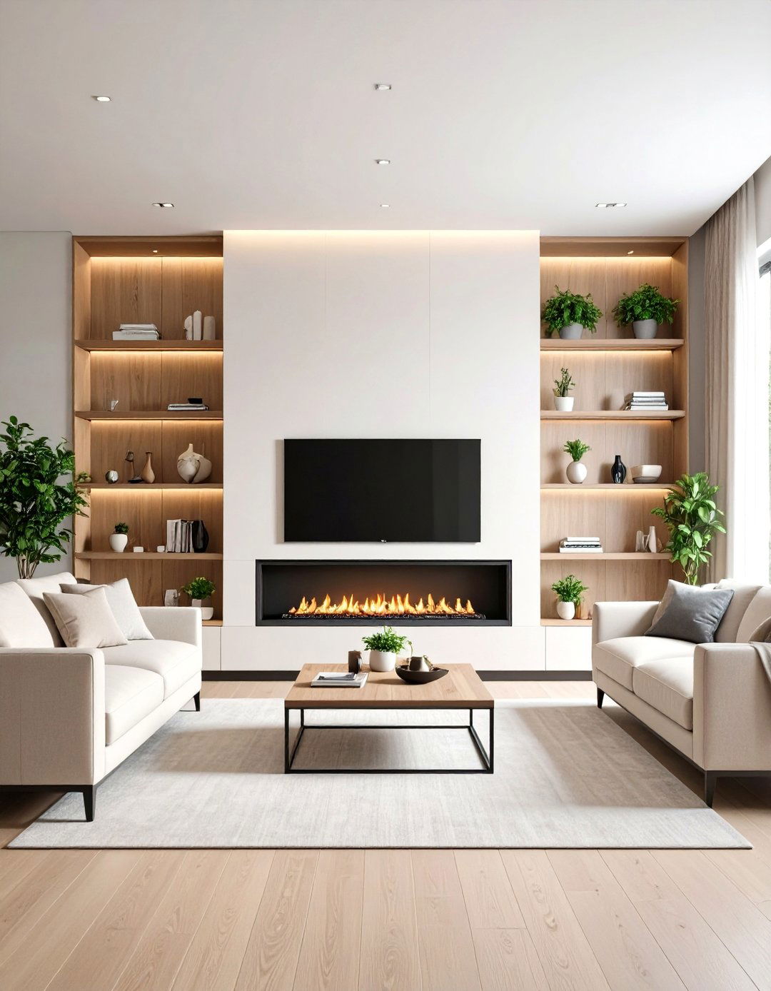 Living Room Integrated Fireplace Wall - 30 ai accent wall design ideas