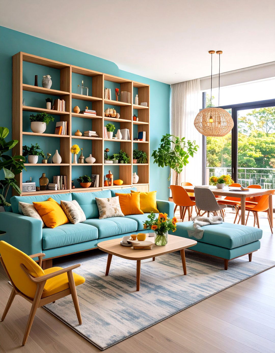 Living Room Shelves as a Room Divider - 30 living room shelf ideas
