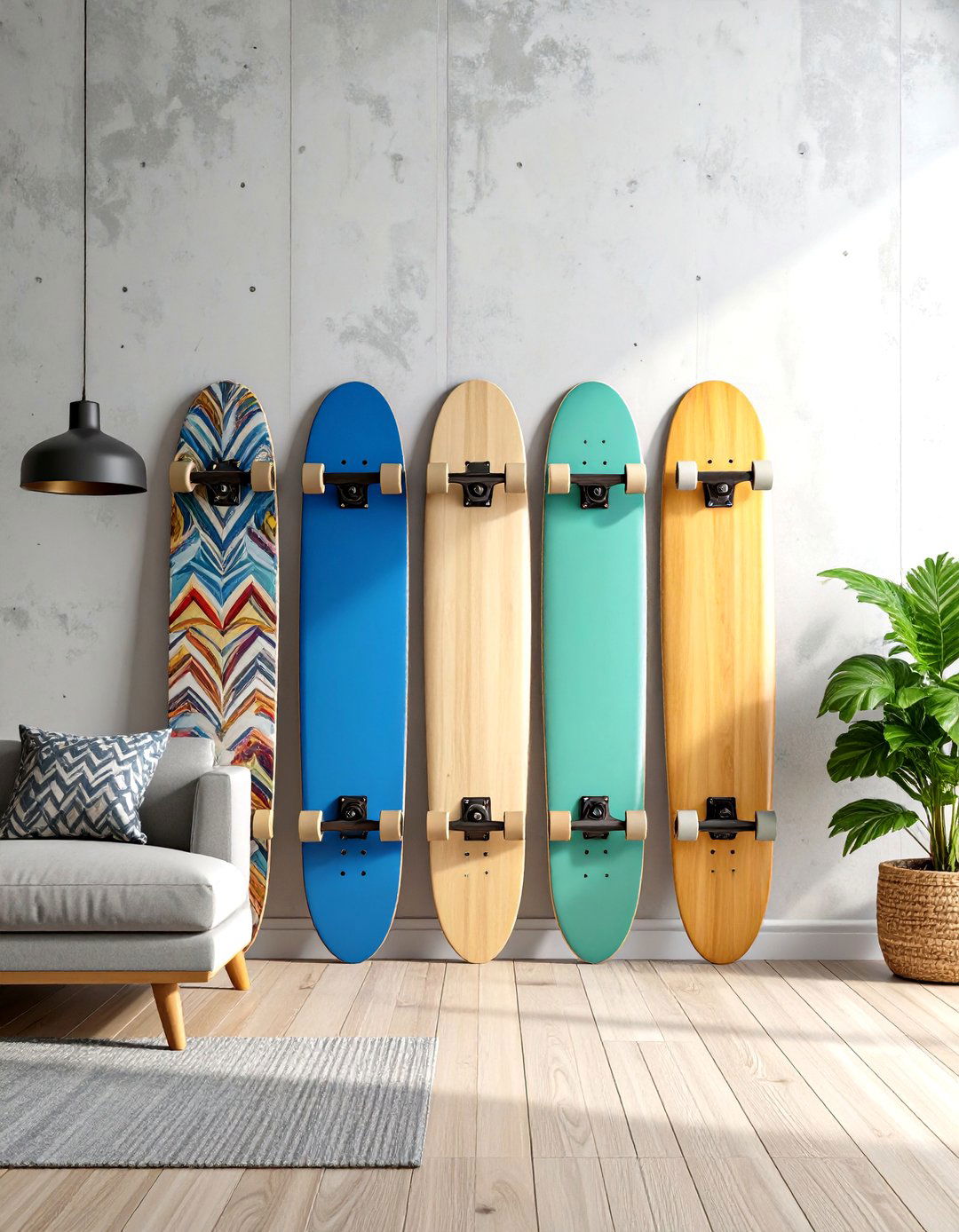 Living Room Skateboard Deck Art - 30 living room large wall decor ideas