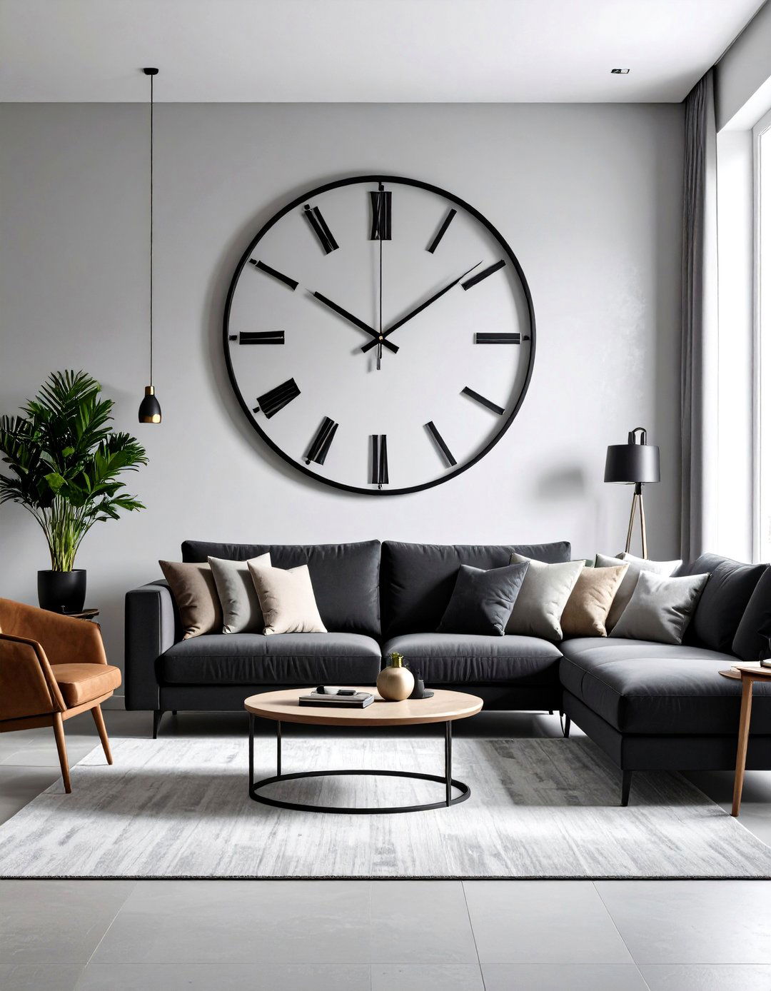 Living Room Statement Clock - 30 living room large wall decor ideas
