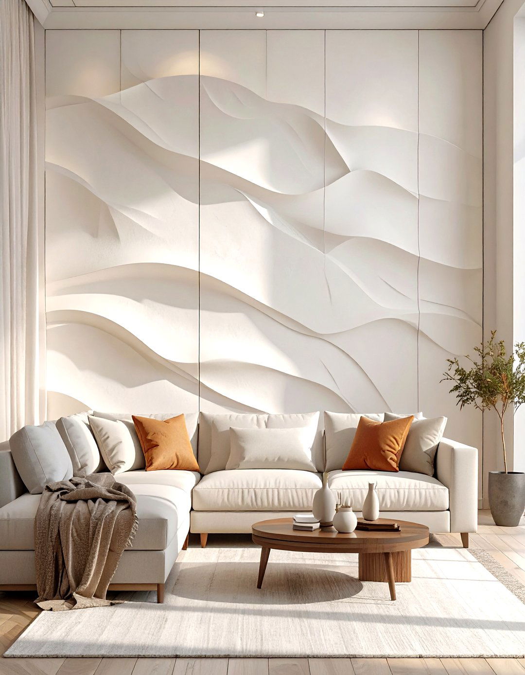 Living Room Wall with D Wall Panels - 30 wall ideas for living room