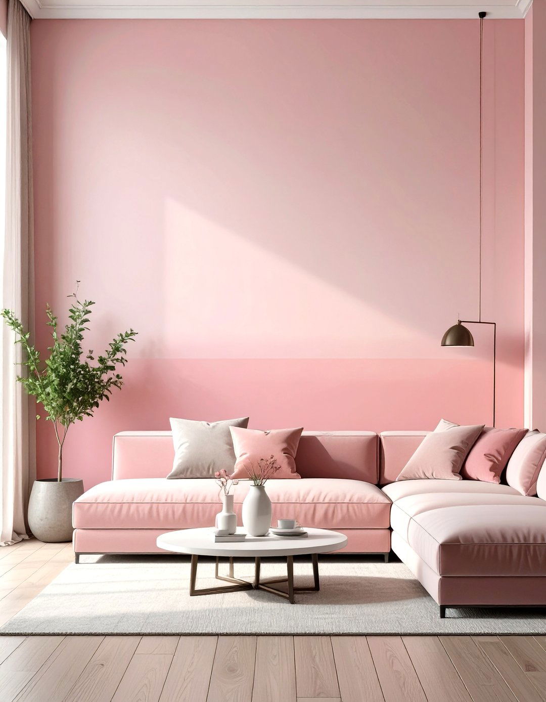 Living Room Wall with Ombre Paint - 30 wall ideas for living room