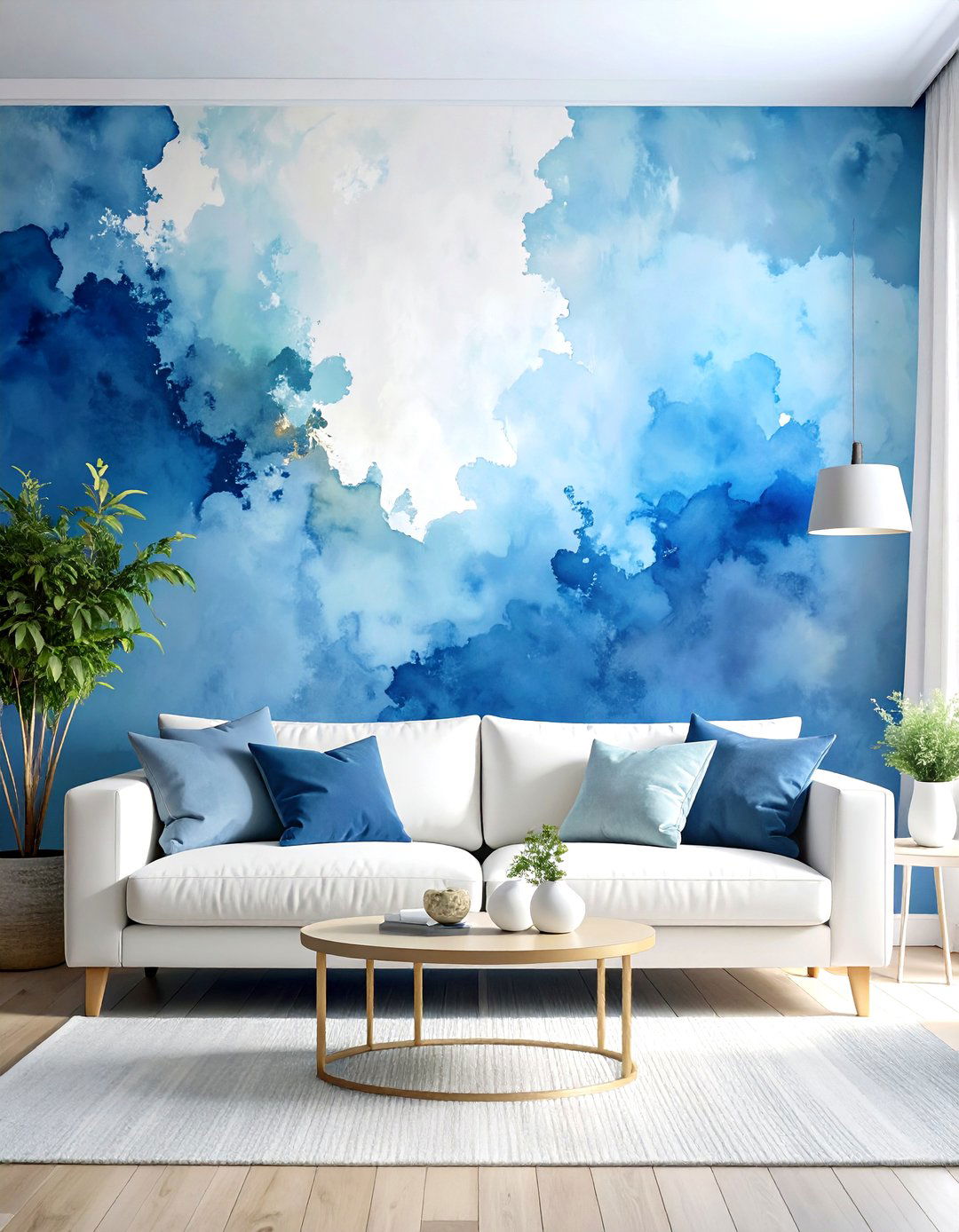 Living Room Wall with Ombre Paint - 30 living room wall ideas