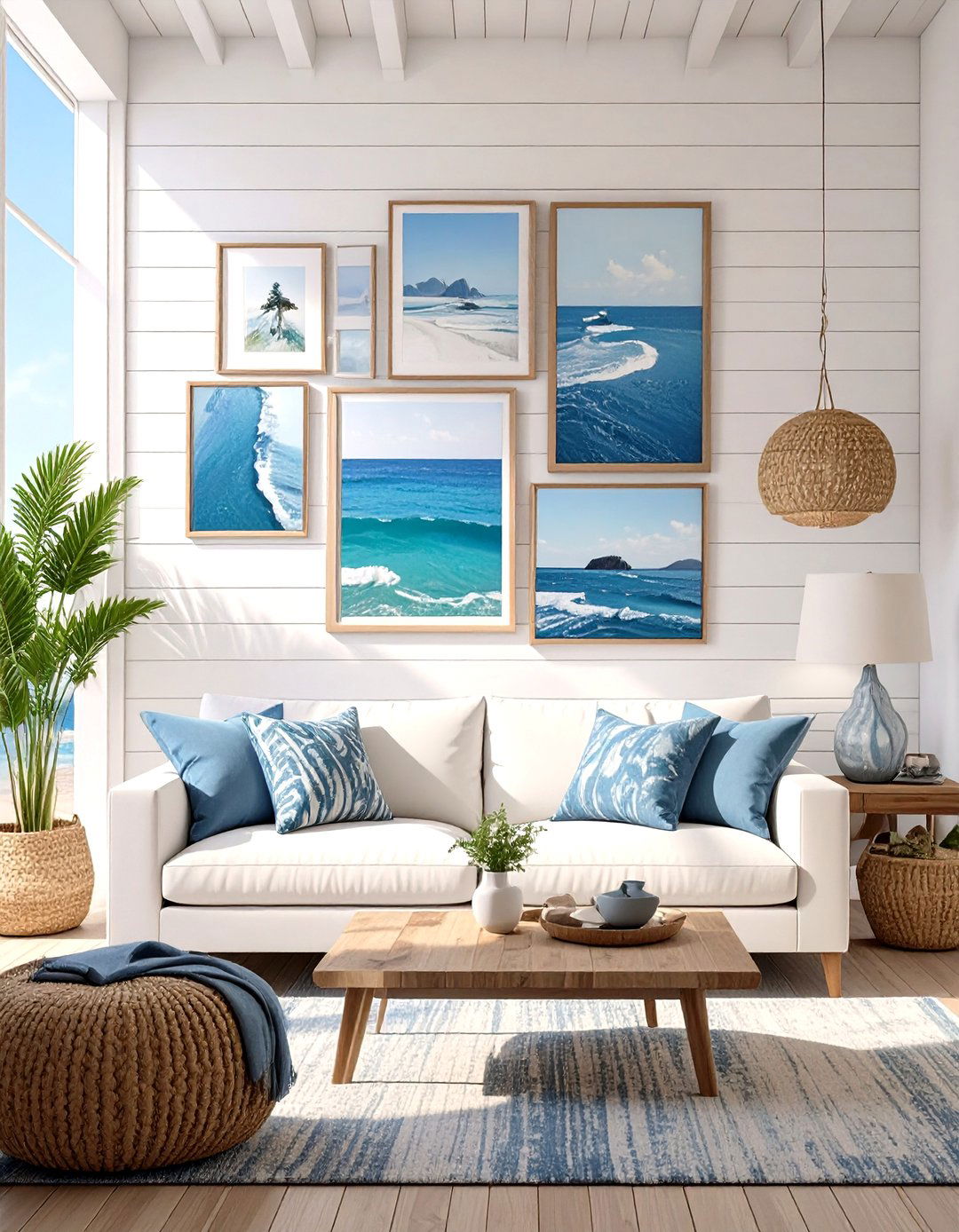 Living Room Wall with Shiplap Paneling - 30 wall ideas for living room