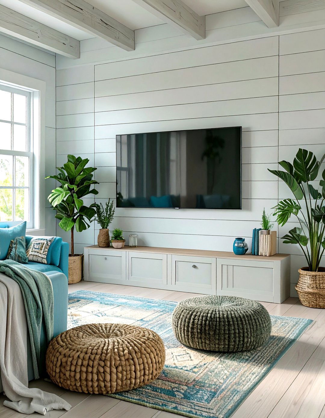 Living Room Wall with Shiplap - 30 wall decoration ideas for living room